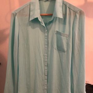 Light teal button down